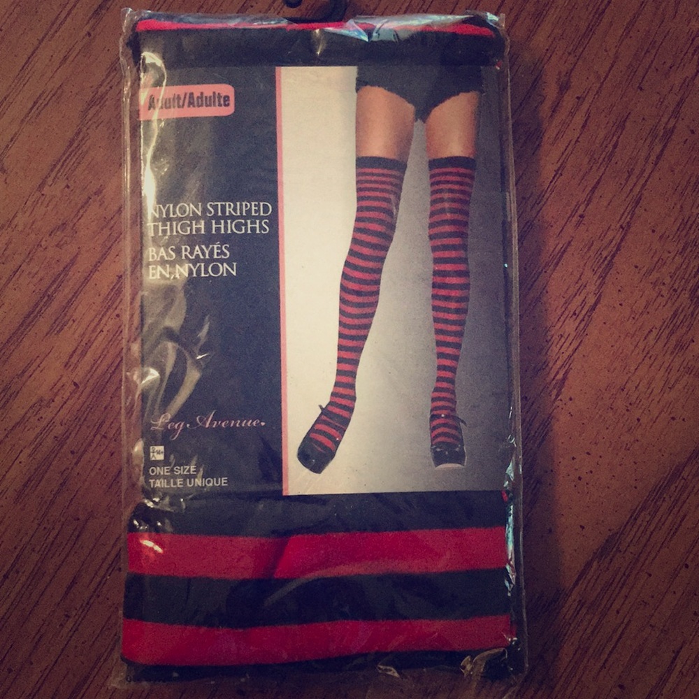 Red and black striped thigh highs 🖤❤️🖤